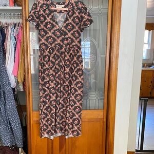 Christy Dawn Black and Pink Floral Dress